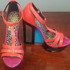 JESSICA SIMPSON MULTI COLOR LEATHER WEDGE